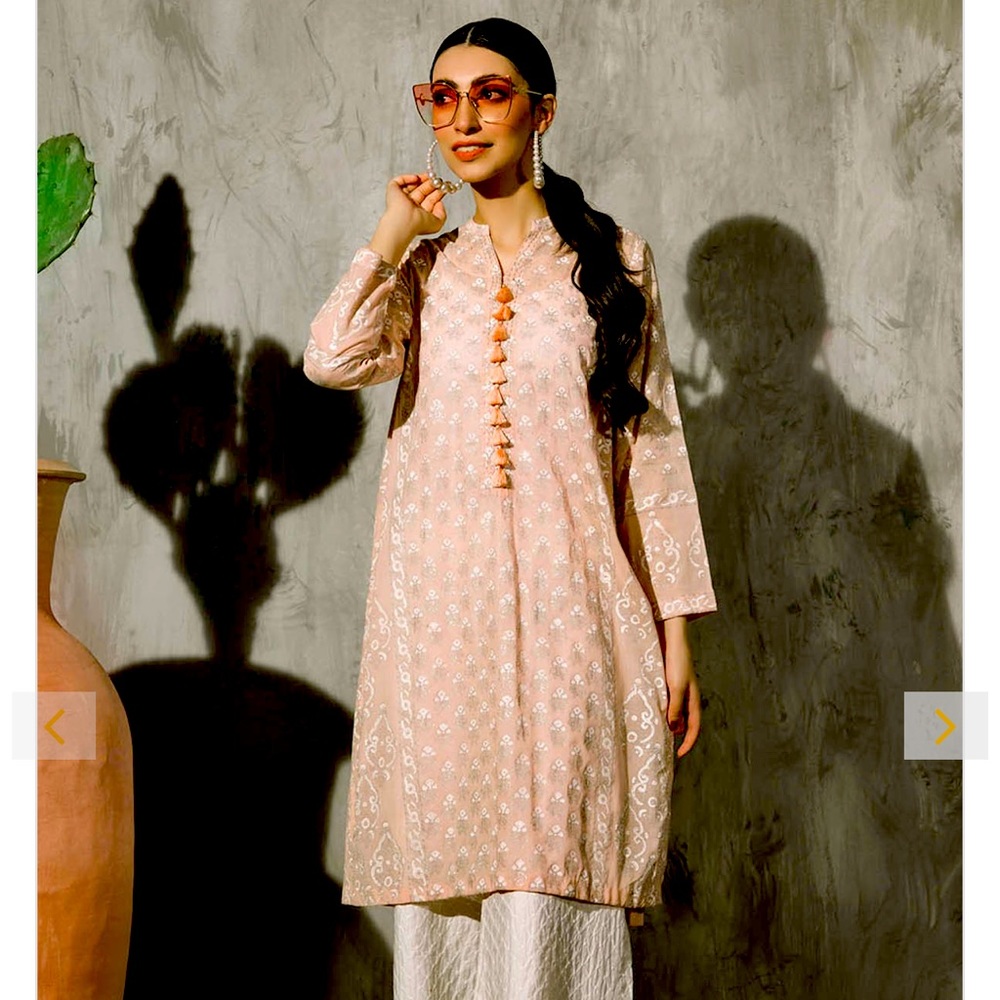 New kayseria pink kurta with matching mask
